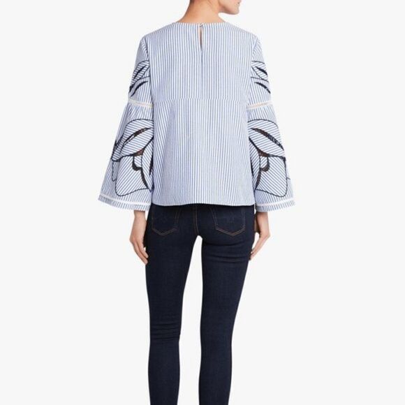 Tanya Taylor Blue White Blouse Top - Picture 3 of 11